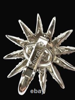 Rare 1966 Crown Trifari Crystal Rhinestone Starflight Fireworks Clip Earrings