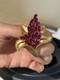 Rare Alfred Philippe Crown Trifari Lily flower Gold fuchsia crystal brooch 1950s
