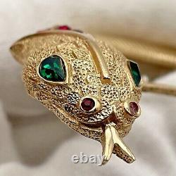 Rare Alfred Philippe Signed Crown Trifari Jeweled Snake Figural Coil Brooch