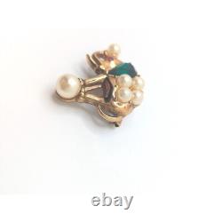 Rare Alfred Philippe Trifari 1952 Circus Elephant Brooch Lapel Pin Green Stone