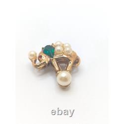 Rare Alfred Philippe Trifari 1952 Circus Elephant Brooch Lapel Pin Green Stone