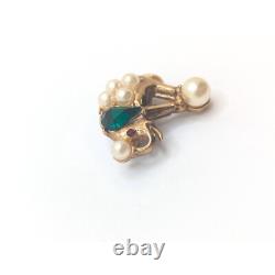 Rare Alfred Philippe Trifari 1952 Circus Elephant Brooch Lapel Pin Green Stone