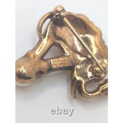 Rare Alfred Philippe Trifari 1952 Circus Elephant Brooch Lapel Pin Green Stone