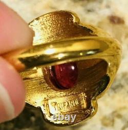Rare Alfred Philippe Trifari Adjustable Ring Jewels of India Gold Tone