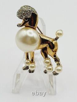 Rare Alfred Philippe Trifari Poodle Dog Pearl Jelly Belly Brooch Patent 158124