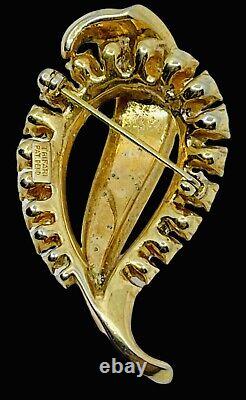 Rare Alfred Philippe Trifari Rhinestone Brooch Pin 1940's Gold Tone Baguettes