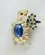Rare Alfred Philippe Vintage TRIFARI Turtle With Floral Bouquet Blue Cabochon