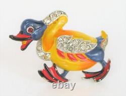 Rare Antique Crown Trifari Alfred Philippe The Angry Duck Brooch Rhinestone Pin