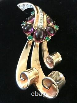Rare! Antique Trifari Alfred Philippe Sterling Vermeil Flowing Ribbon Brooch