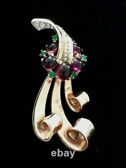 Rare! Antique Trifari Alfred Philippe Sterling Vermeil Flowing Ribbon Brooch