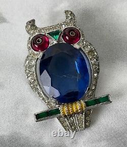 Rare Book Piece Trifari Alfred Philippe Blue Sapphire Jelly Belly Owl Fur Clip