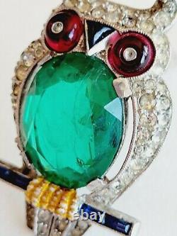 Rare Book Piece Trifari Alfred Philippe Flawed Emerald Belly Owl Fur Clip