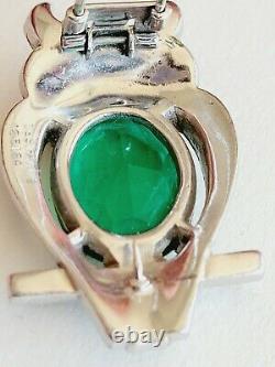 Rare Book Piece Trifari Alfred Philippe Flawed Emerald Belly Owl Fur Clip