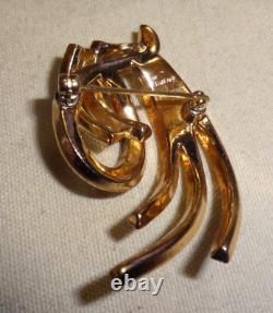 Rare Crown Trifari Alfred Philippe Brooch Pin Clear Rhinestone Gold Tone