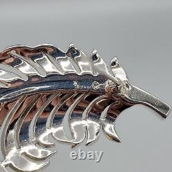 Rare Crown Trifari Alfred Philippe Pave and Baguette Rhinestone Feather Brooch