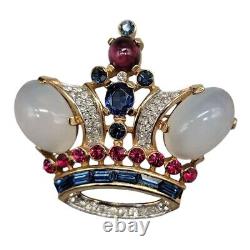 Rare Crown Trifari Large Crown Gold Plated 2 Early 1950 Alfred Philippe Vintage