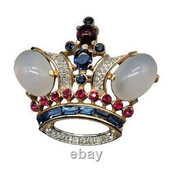 Rare Crown Trifari Large Crown Gold Plated 2 Early 1950 Alfred Philippe Vintage