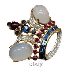 Rare Crown Trifari Large Crown Gold Plated 2 Early 1950 Alfred Philippe Vintage