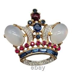 Rare Crown Trifari Large Crown Gold Plated 2 Early 1950 Alfred Philippe Vintage