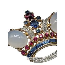 Rare Crown Trifari Large Crown Gold Plated 2 Early 1950 Alfred Philippe Vintage