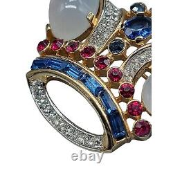 Rare Crown Trifari Large Crown Gold Plated 2 Early 1950 Alfred Philippe Vintage