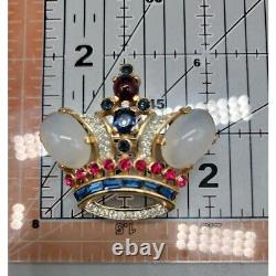 Rare Crown Trifari Large Crown Gold Plated 2 Early 1950 Alfred Philippe Vintage