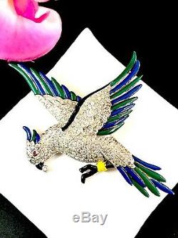 Rare Exceptional 1937 Ktf Trifari Alfred Philippe Parakeet Bird On Branch Brooch