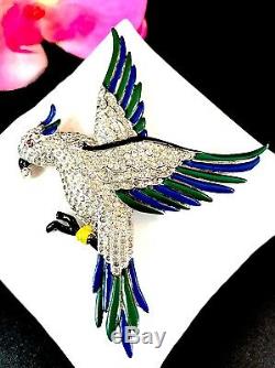 Rare Exceptional 1937 Ktf Trifari Alfred Philippe Parakeet Bird On Branch Brooch