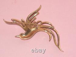 Rare & Lovely TRIFARI Vintage Gold Plate Bird Of Paradise Pin Alfred Philippe