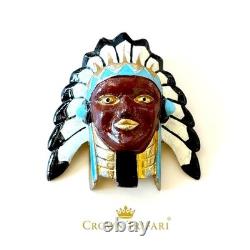Rare Sensational 1939 Crown Trifari Alfred Philippe Indian Chief Pin Clip Book