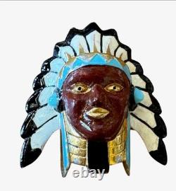 Rare Sensational 1939 Crown Trifari Alfred Philippe Indian Chief Pin Clip Book