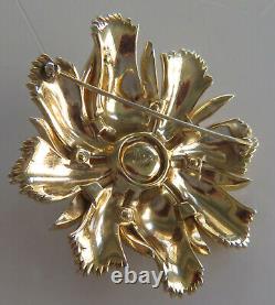 Rare Signed Crown Trifari Alfred Philippe Brooch Rhinestone Faux Pearl Mystique