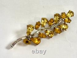 Rare Signed TRIFARI 1940's Alfred Philippe Yellow Crystal Flower Brooch