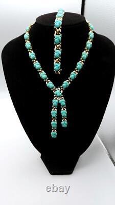 Rare TRIFARI A. Philippe Turquoise Fruit Salad & Enamel Necklace & Bracelet Set