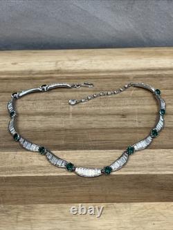 Rare TRIFARI Alfred Philippe 1940s Deco Emerald & Baguette Crystals Jewelry Set