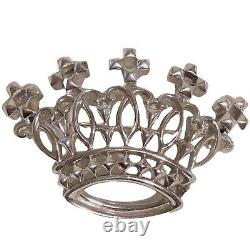 Rare TRIFARI Alfred Philippe SilverTone Coronation Cross Signed Crown Pin Brooch