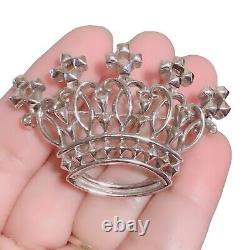 Rare TRIFARI Alfred Philippe SilverTone Coronation Cross Signed Crown Pin Brooch