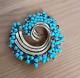 Rare TRIFARI Alfred Philippe Turquoise & Royal Blue Swirl Brooch Signed
