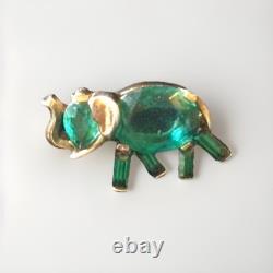 Rare TRIFARI Green Elephant Brooch by Alfred Philippe 1949 Design