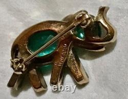 Rare TRIFARI Green Elephant Brooch by Alfred Philippe 1949 Design