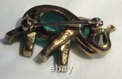Rare TRIFARI Green Elephant Brooch by Alfred Philippe 1949 Design