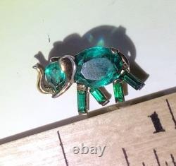 Rare TRIFARI Green Elephant Brooch by Alfred Philippe 1949 Design
