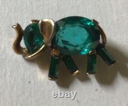 Rare TRIFARI Green Elephant Brooch by Alfred Philippe 1949 Design