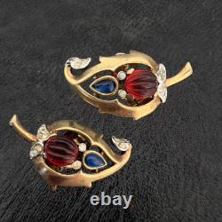 Rare TRIFARI? Jewels of India MOGHUL? PAT PEND Alfred Philippe CLIP EARRINGS