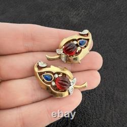 Rare TRIFARI? Jewels of India MOGHUL? PAT PEND Alfred Philippe CLIP EARRINGS