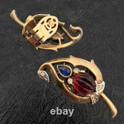 Rare TRIFARI? Jewels of India MOGHUL? PAT PEND Alfred Philippe CLIP EARRINGS