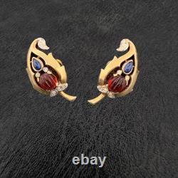 Rare TRIFARI? Jewels of India MOGHUL? PAT PEND Alfred Philippe CLIP EARRINGS