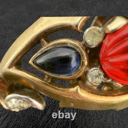 Rare TRIFARI? Jewels of India MOGHUL? PAT PEND Alfred Philippe CLIP EARRINGS