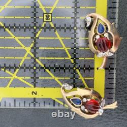 Rare TRIFARI? Jewels of India MOGHUL? PAT PEND Alfred Philippe CLIP EARRINGS