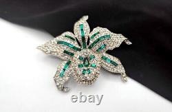 Rare! Trifari A Philippe Pavé & Baguettes 1961 Rhinestone Orchid Trembler Brooch